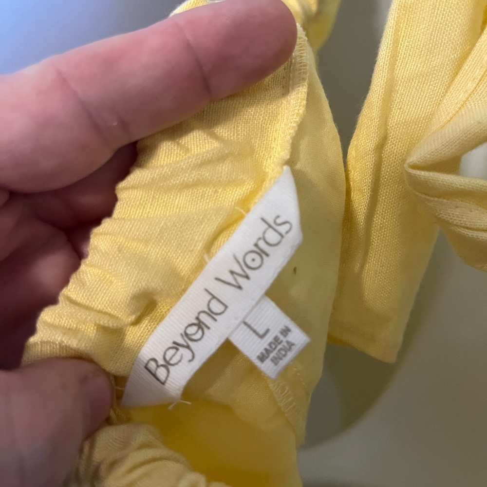 Yellow Ruffled Sleeveless tiered maxi Dress size large Cottagecore - Picture 6 of 7
